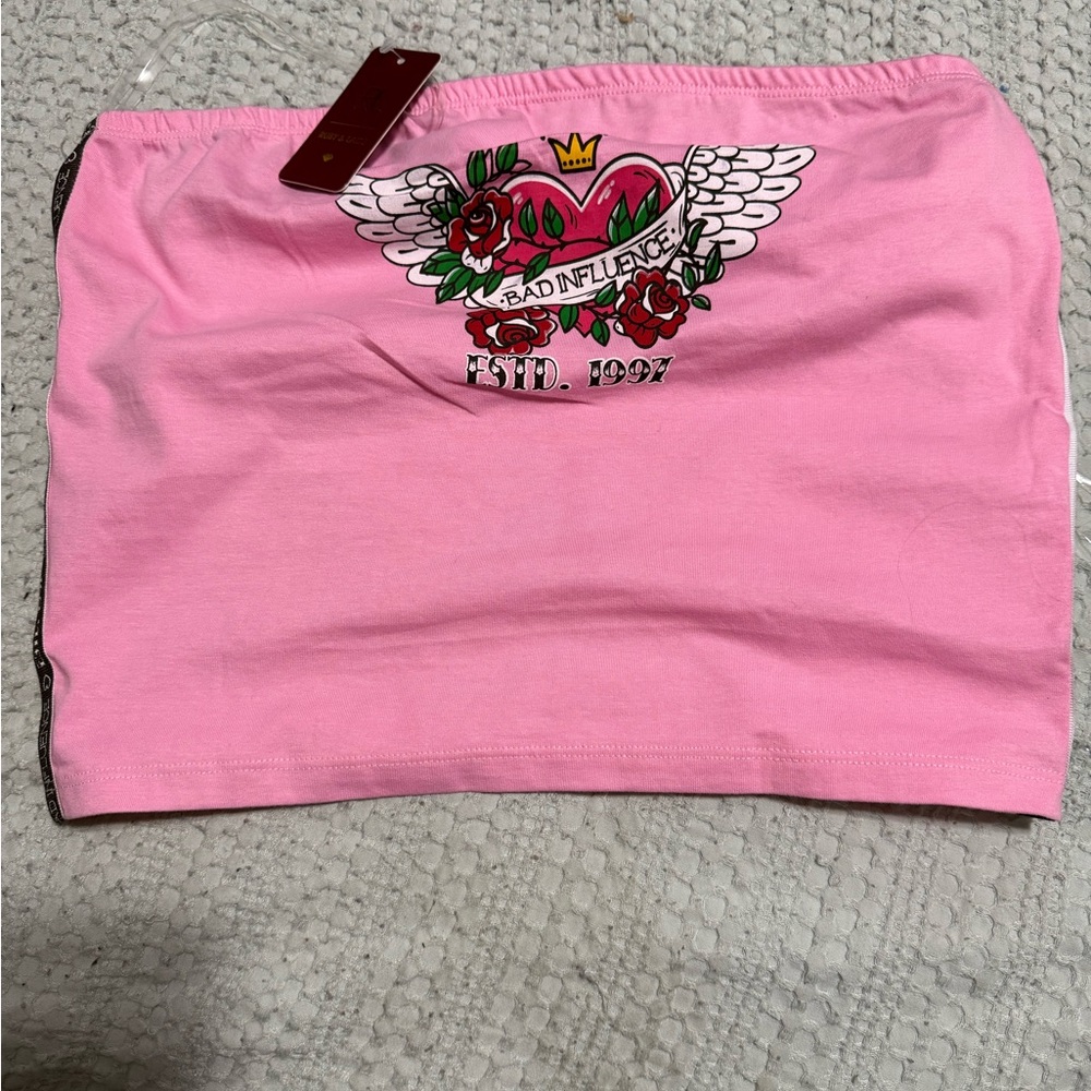 3/$10 Pink Tube Top with Graphic Design